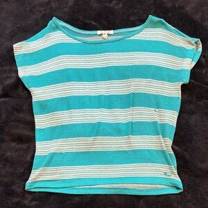 Aeropostale Teal and White Striped Sweater Blouse